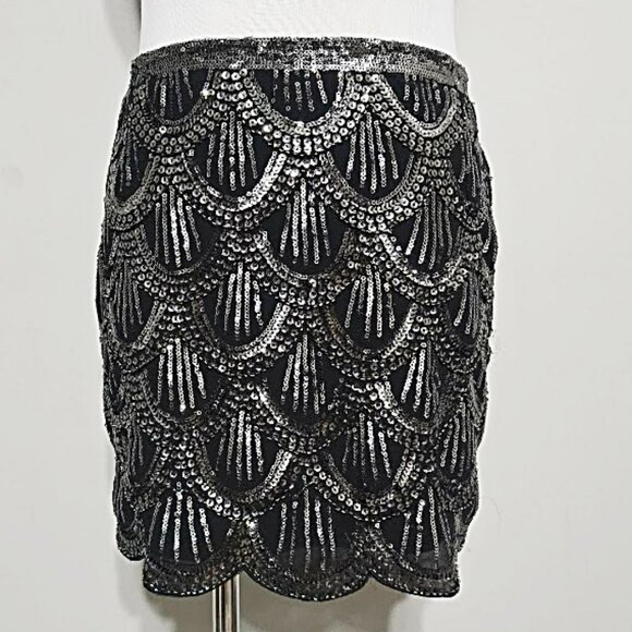 Black Silver Glam Skirt L FOREVER 21 Mini New Barbiecore Princesscore Holiday - Picture 3 of 11